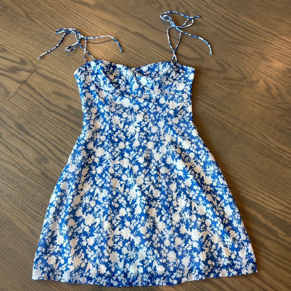 Beginning Boutique Blue and White Floral Dress